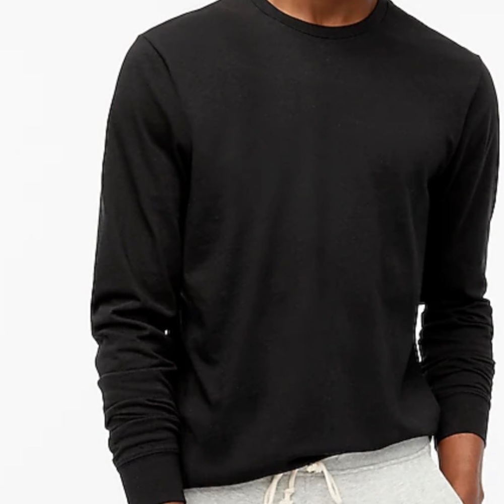 NWT J. Crew Long-Sleeve Washed Jersey Tee Black Medium
